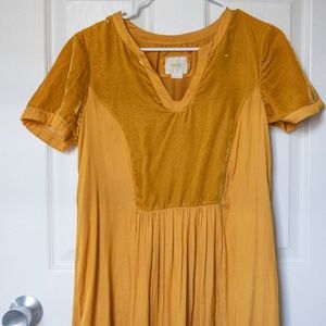 Gold Velvet Maeve Dress - Small - Anthropologie